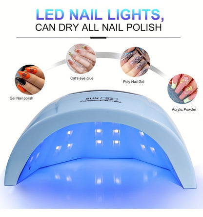 SUN S3 UV LED Nail Lamp with 24 Light Beads, 5V Input, Digital Display and Three Color Options