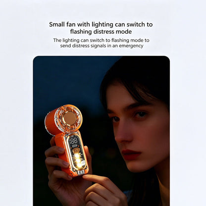 Two-Pack Mini Handheld Fans with 100-Level Digital Display, USB-C Cable, LED Light and Three Color Options