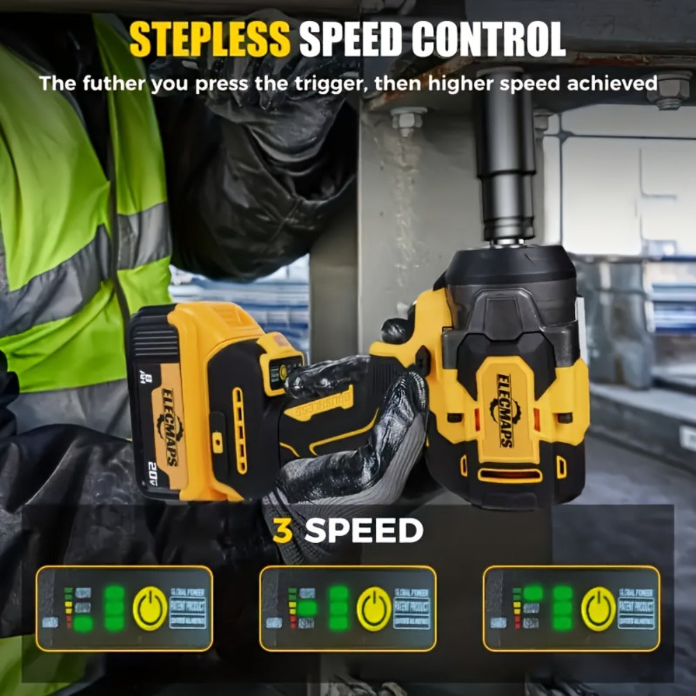 Brushless Impact Wrench for Dewalt 20V Battery - 1/2 Inch -Ft High Torque Electric Impact Gun, 3300 RPM for Cars & Home Use