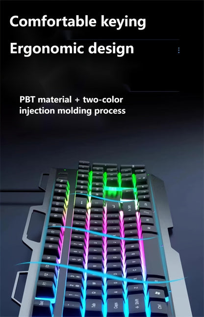 RGB Gaming Keyboard and Mouse Combo Wired USB, Backlit Keyboard & Mouse Set for PC Desktop Laptop Windows
