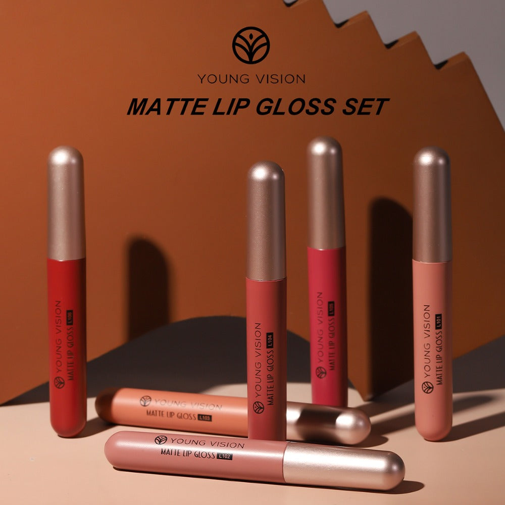 Liquid Matte Lipstick Set 6 Pcs Nude Shades Waterproof High Pigment Velvet Smudge Proof Lip, for Makeup, Travel and Everyday Vanity Use