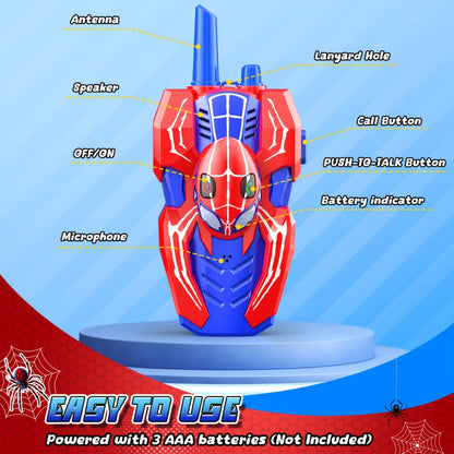 Spider Walkie Talkies for Kids, Long Range Outdoor Toy for Boys & Girls Ages 3-8, Camping Hiking Adventure Gift