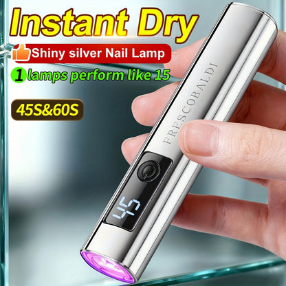 Metallic Handheld Linear UV/LED Nail Lamp with 45s/60s Timers, Type-C Input and 300mAh Label