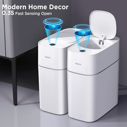Touchless Trash Can 3.8 Gal 14L Infrared Motion Sensor, Auto-Open Lid, Wind Adsorption Auto-Expand Bag