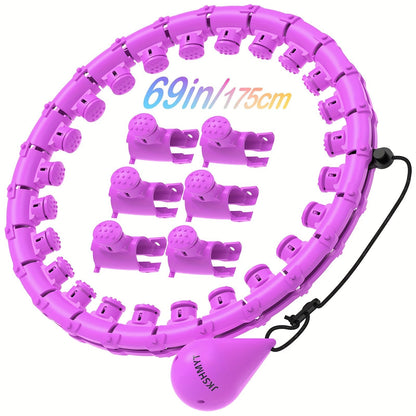 Weighted Hula Hoop Exercise Ring 69" – Smart Pilates Circle with 30 Detachable Knots, Plus Size Adjustable Fitness Hoop for Adults