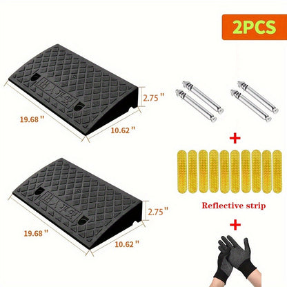 Curb Ramp 2-Pack Portable Plastic Threshold Ramp Set for Low Floor Vehicles, Motorcycles, Wheelchairs