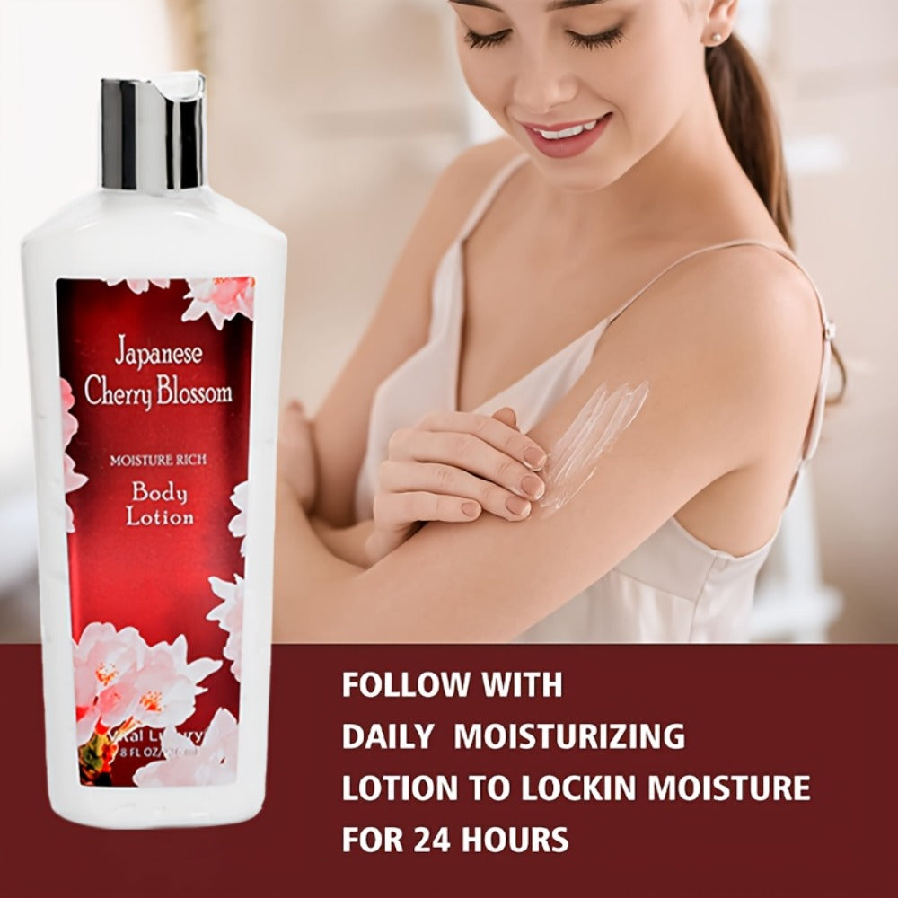 Cherry Blossom Gift Set for Women Body Lotion and Body Mist Japanese Sakura Fragrance Moisturizing Softening Skin Care Set