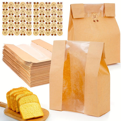 Bread Bags 100pcs Paper with Window 50% Thicker 13.7x8.2x3.7in Sourdough Homemade Bread for Entryways, Bedrooms and Living Spaces
