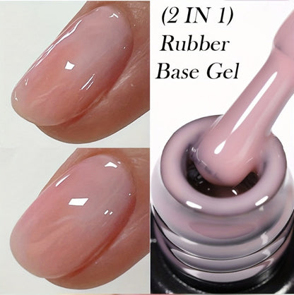 Rubber Base Gel Polish Set 6pcs Nude Pink 2-in-1 Builder Base Coat – Self-Leveling Soak Off UV LED Semi-Permanent Long-Lasting Gel Manicure