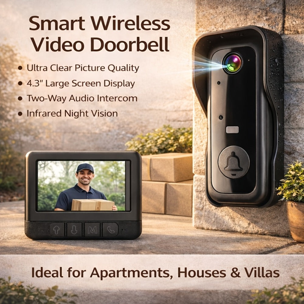Smart Video Doorbell Wireless Touchscreen Display, Motion Detection 2-Way Audio Local Storage No Subscription