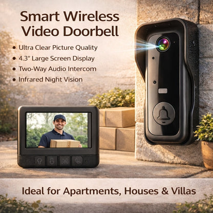 Smart Video Doorbell Wireless Touchscreen Display, Motion Detection 2-Way Audio Local Storage No Subscription