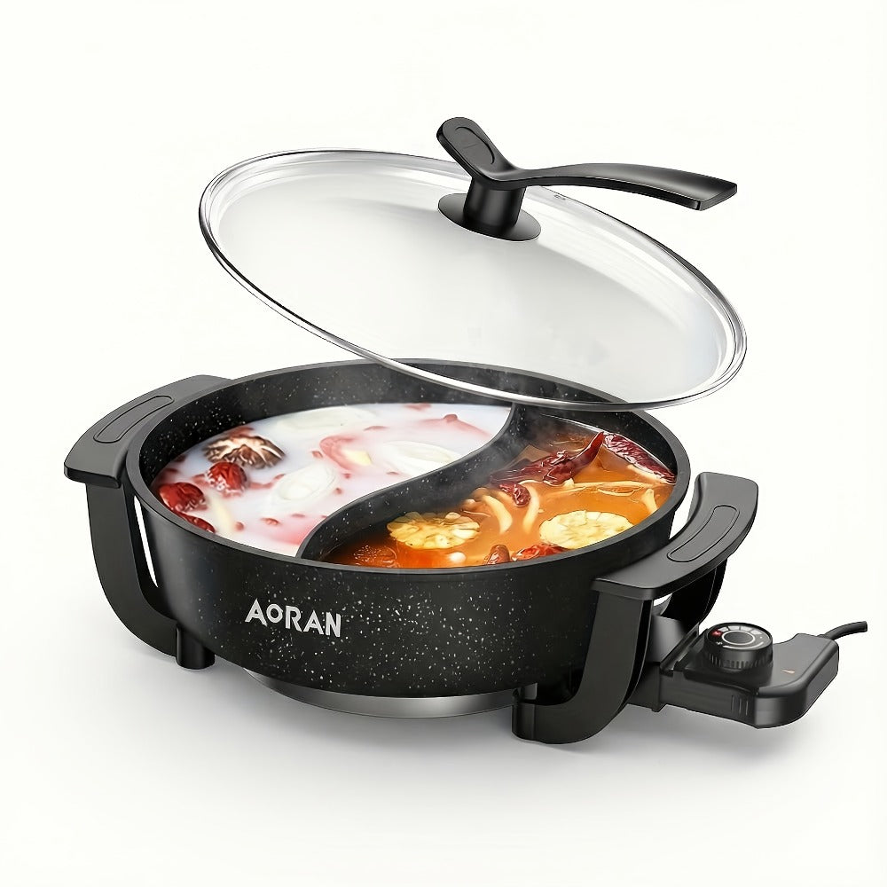 Mandarin Duck Hot Pot Electric, Large Non-Stick Divided Hot Pot for Steaming, Boiling, Frying & Stewing