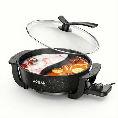 Mandarin Duck Hot Pot Electric, Large Non-Stick Divided Hot Pot for Steaming, Boiling, Frying & Stewing