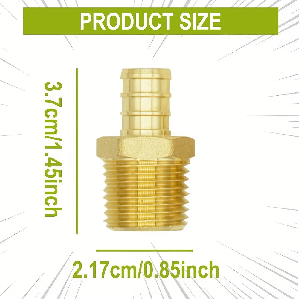 Brass PEX Crimp Adapters 20pcs – 10pcs 1/2" PEX x 1/2" Male NPT & 10pcs 1/2" PEX x 1/2" Female NPT Threaded Adapter