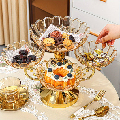 Crystal Rotating Fruit Plate Set 5-Tier – Luxury Round Multi-Layer Snack Candy Dish Bowl for Living Room Coffee Table Home Decor European