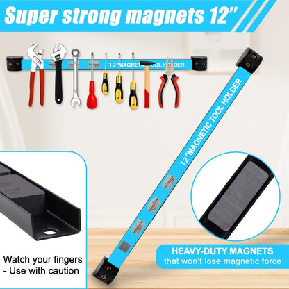 Magnetic Tool Bar Wall Mount Tool Holder 12/18 Inch, Iron Magnetic Knife Strip & Tool Rack for Kitchen