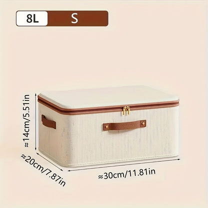 Two-Pack Foldable Fabric Storage Bins with Zipper Lids, Side Handles and Five Size Options