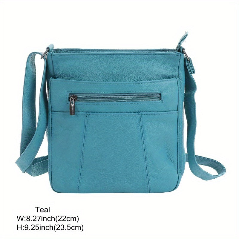 Genuine Leather Messenger Bag for Men Women Anti-Theft Zipper Multi-Pocket Shoulder Crossbody Bag Laptop Organizer Spacious Handbag Purse