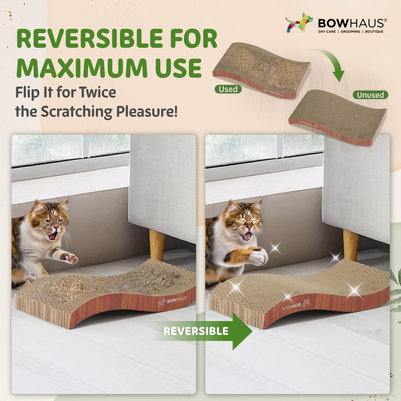 Cat Scratcher Lounger Reversible – Large Cardboard Cat Scratching Pad & Board for Indoor Cats, 5-Layer Durable Construction