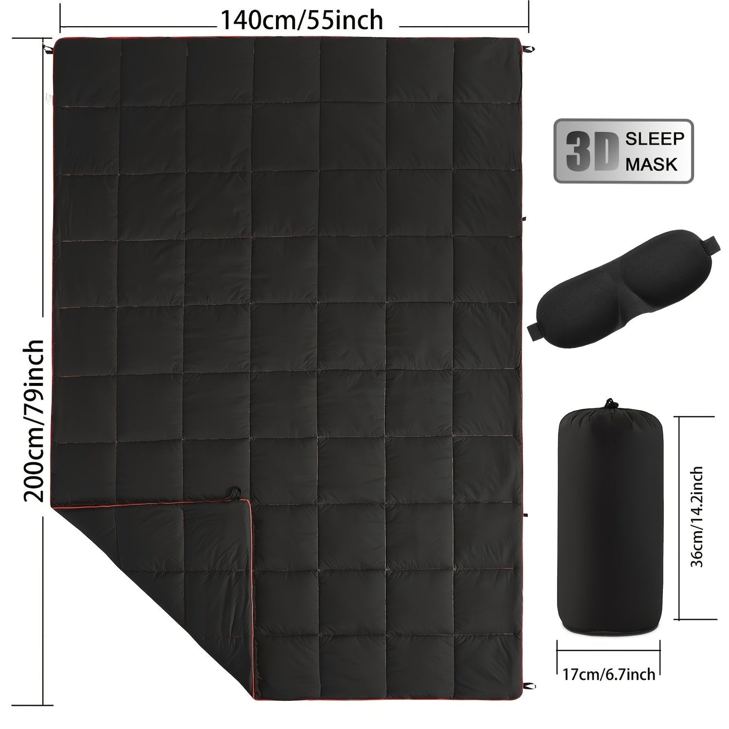 Camping Blanket Puffy Outdoor Down Alternative Windproof Warm 55x79 Inch Lightweight Printed Quilt for Beach Picnic Hammock Travel Cold