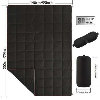 Camping Blanket Puffy Outdoor Down Alternative Windproof Warm 55x79 Inch Lightweight Printed Quilt for Beach Picnic Hammock Travel Cold
