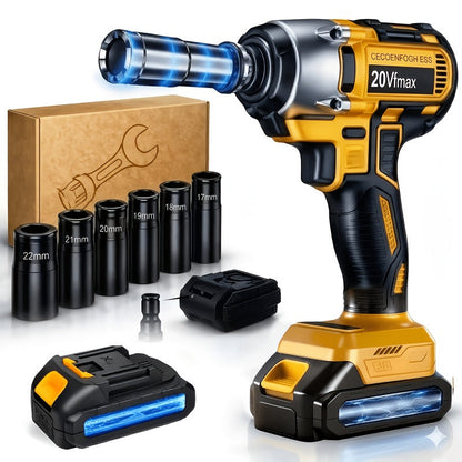 Cordless Impact Wrench 1/2 Inch Brushless, 450N.m 259Ft-lbs High Torque Impact Gun, 3300RPM Variable Speed