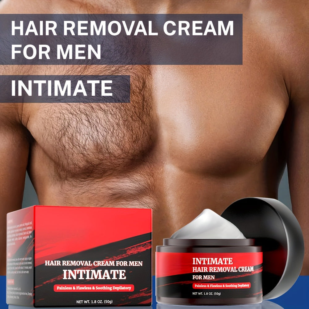 Intimate Area Hair Removal Cream for Men with Plant-Based Squalane Fast-Acting Painless Depilatory for Groin Chest Back Body Sensitive Skin