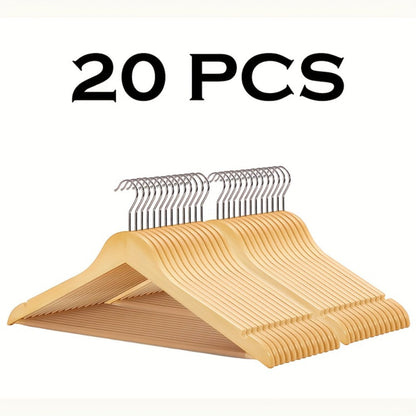 Premium Wooden Hangers with 360° Rotatable Hook & Shoulder Grooves | Slim Durable Wood Coat Suit Hangers | 10 20 30 Pack Closet Organizer
