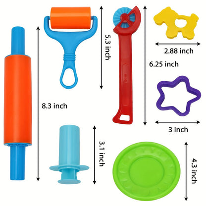44-Piece Kids Clay Tools Set with Molds, Rolling Pins & Cutters, Dough Accessories for Toddlers & Preschoolers