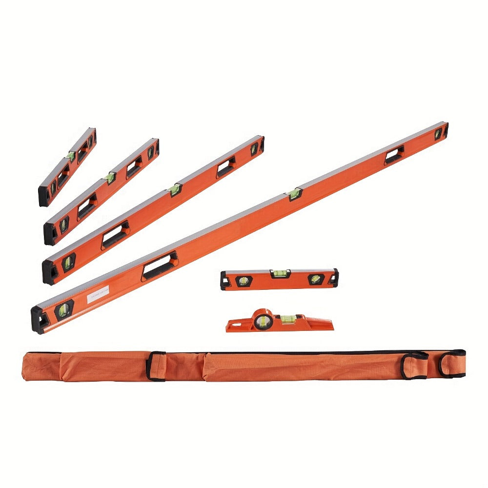 Torpedo Level Set 6-Piece Magnetic Aluminum Alloy | 10 16 24 32 48 78 Inch Spirit Level with 45 90 180 Degree Bubble Vials | Shock-Resistant