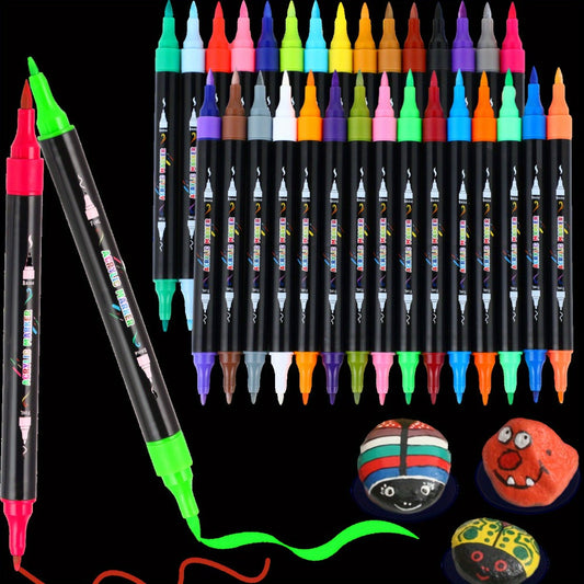 Acrylic Paint Markers Brush & Fine Dual Tip 30 48 60 Colors with the Listed Color, Size or Set Options for Everyday Use