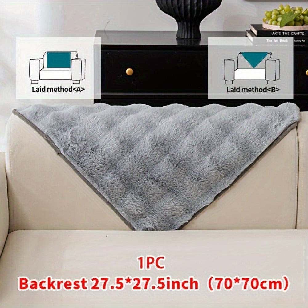 Sofa Cover Thick Faux Rabbit Plush Panels with Backing Detail for Seat, Armrest, Backrest or Pillowcase