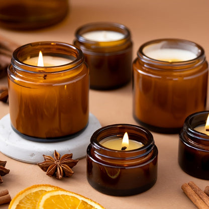 Brown Frosted Glass Jars with Lids 24 Pack – 2 oz Amber Glass Cosmetic Containers with Spoons & Labels, Non-Slip Base