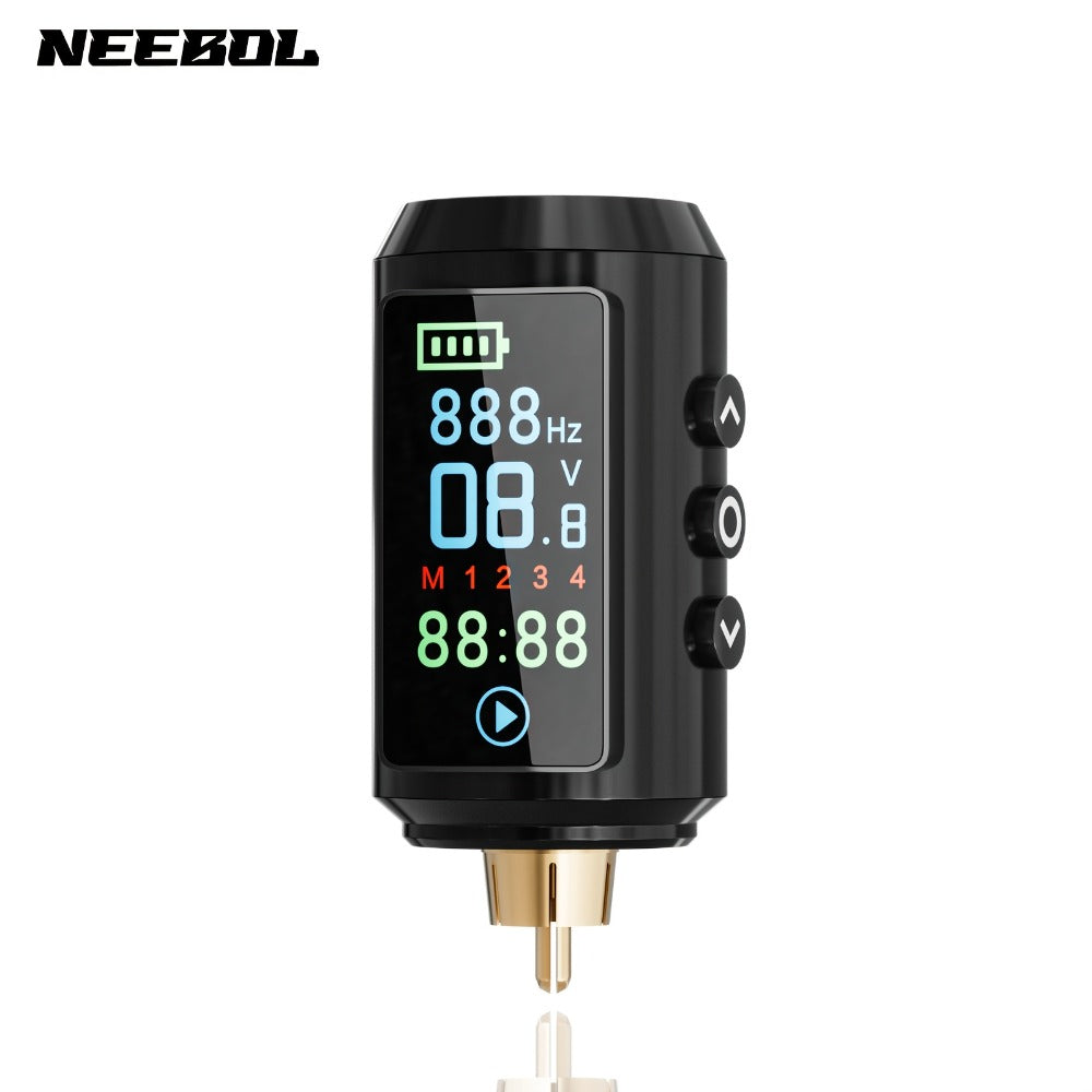 P7 1600mAh Cordless Tattoo Power Supply with Color Screen, Four Memory Modes and RCA Connector