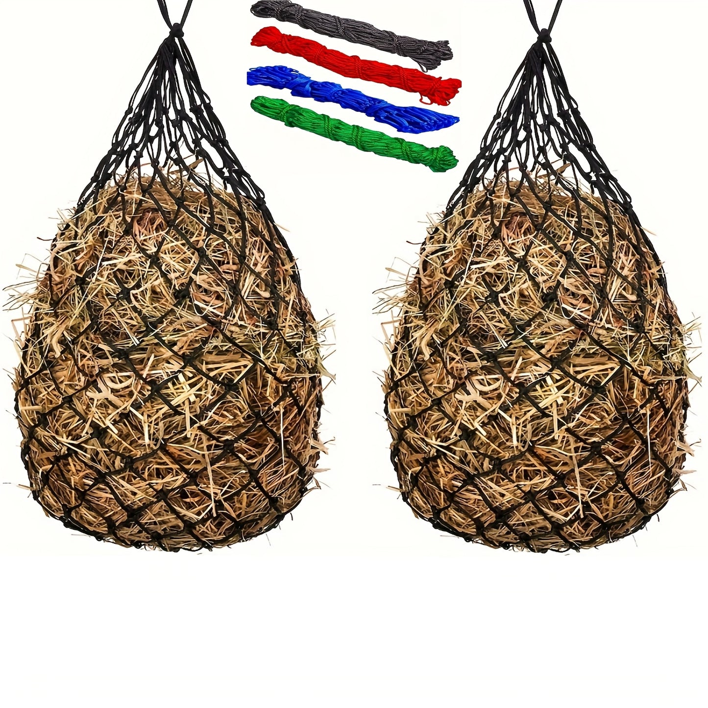 Slow Feed Hay Net for Horses 2-Pack – Durable Hay Bag Feeding Net for Horse, Sheep & Donkey | Reduces Waste & Promotes Healthy Eating