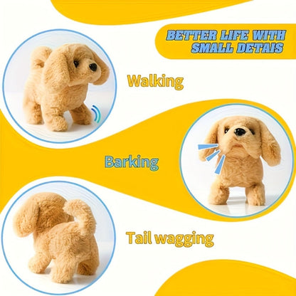 Plush Electric Puppy Toy That Walks & Barks, Interactive Electronic Pet with Plush & Gift Box, Parent-Child Companion