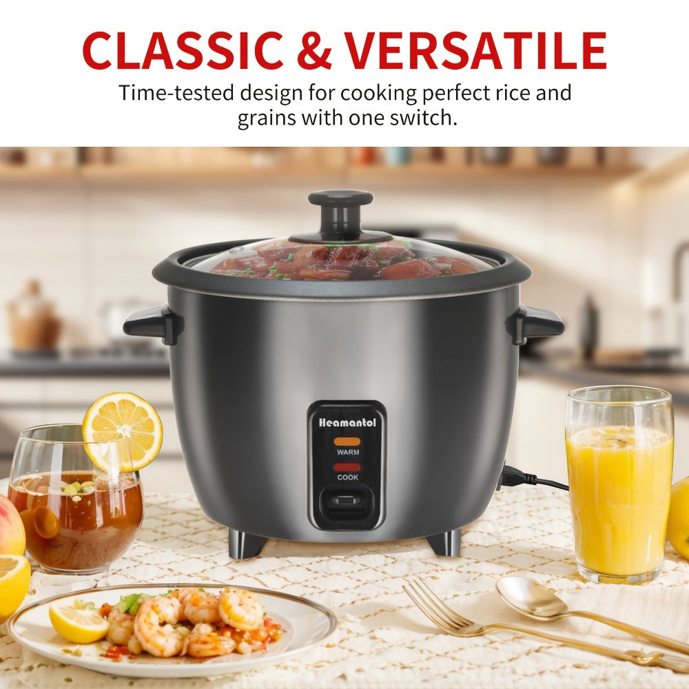 Rice Cooker & Yogurt Maker 3-Cup Nonstick, 1.5Qt Multicooker with Auto Keep, One-Touch Operation