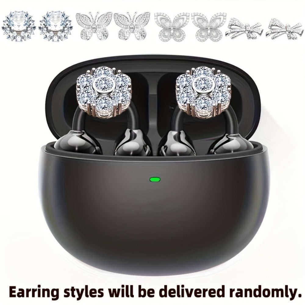 Clip On Wireless Earbuds Open Ear Bluetooth Headphones with Detachable Gemstone Earrings ANC for an Everyday Personal Care Routine