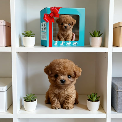 Two-Piece Brown Electronic Plush Puppy Toy Set with Walking and Barking Presentation and Boxed Dogs
