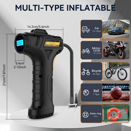 Portable Tire Inflator Air Compressor 150 PSI Cordless with Auto-Shutoff Digital Pressure Gauge LED Light Wireless USB Charging for Car
