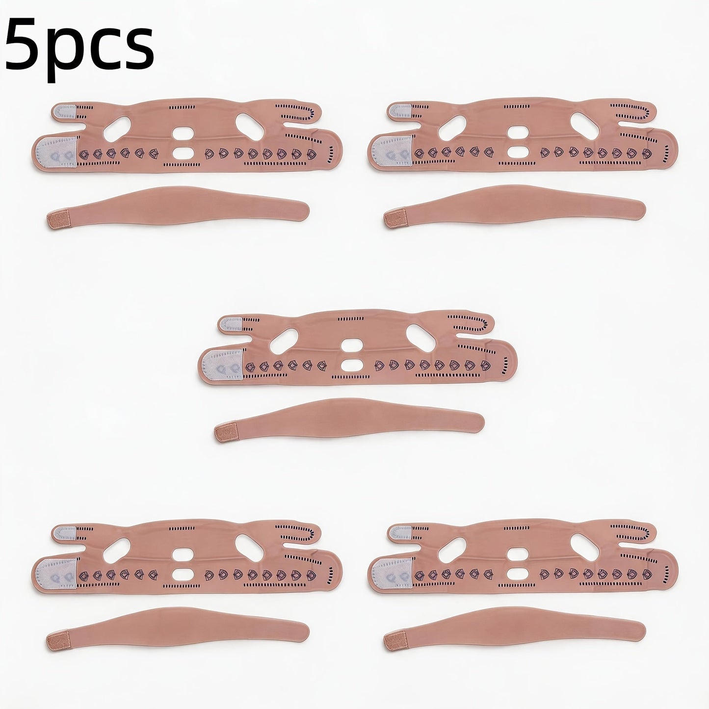 V-Line Face Lift Belt 5-Pack Facial Contouring Lifting Mask with Forehead Lift Band for Makeup, Travel and Everyday Vanity Use