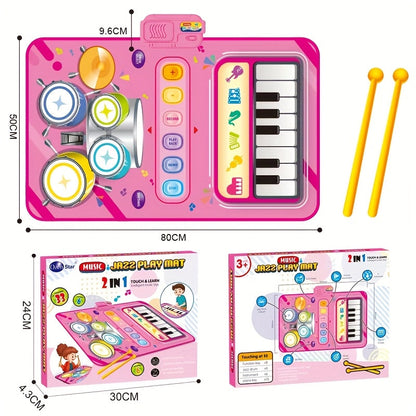 Kids Electronic Drum Music Mat, Multifunctional Musical Toy for Skill Development & Family Bonding