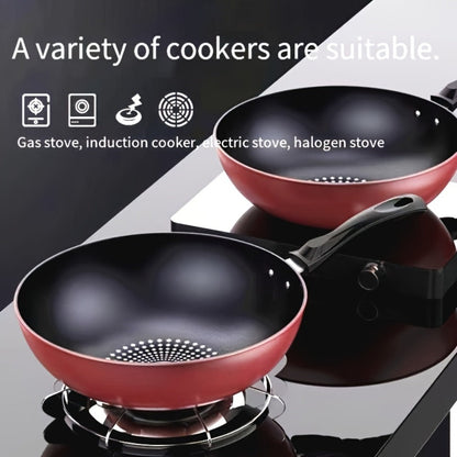 German Diamond Non-Stick Stir Fry Pan - Rice Stone Coating Smokeless Flat Bottom Wok for Induction Cooker Gas Stove