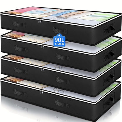Under Bed Storage Box Extra Large 23.78gal with Transparent Window & Sturdy Handles, Clothes, Quilts & Bedding Organizer for Home