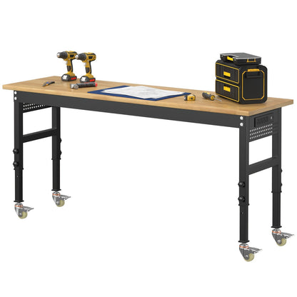 Wood-Top Rolling Workbench in 48, 60 or 70-Inch Lengths with Drawer and No-Drawer Checkout Options