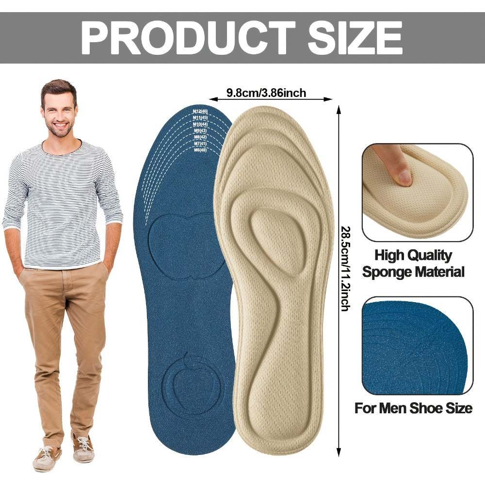 Eight-Pair Neutral Sponge Replacement Insoles with Contoured Heel and Forefoot Zones for Everyday Shoes