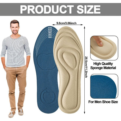 Eight-Pair Neutral Sponge Replacement Insoles with Contoured Heel and Forefoot Zones for Everyday Shoes