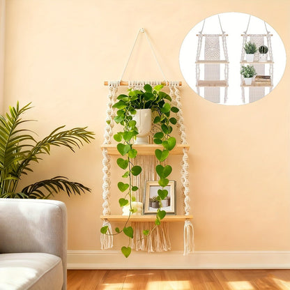 Macrame Wall Hanging with Tassel, Boho Woven Wall Decor for Living Room Bedroom Balcony for Entryways, Bedrooms and Living Spaces