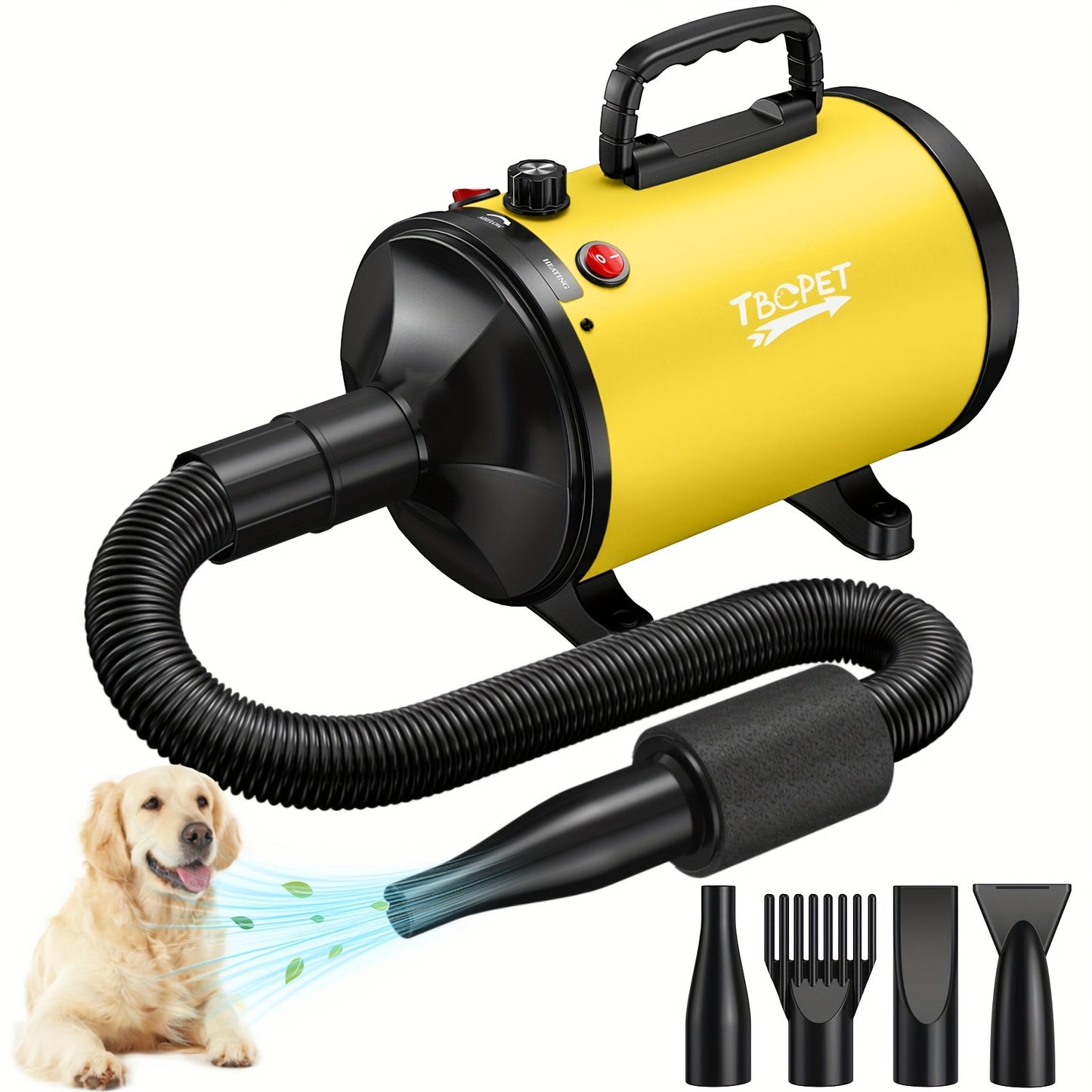 Dog Hair Dryer 3800W High Power – Professional Pet Grooming Blow Dryer with Adjustable Speed & Temperature Control