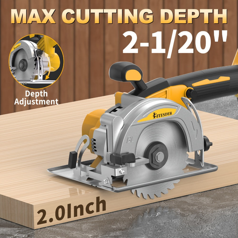Brushless Circular Saw 5-Inch Kit 6900RPM with Battery & Charger, 45° Bevel Cut, Up to 6 Saw Blades